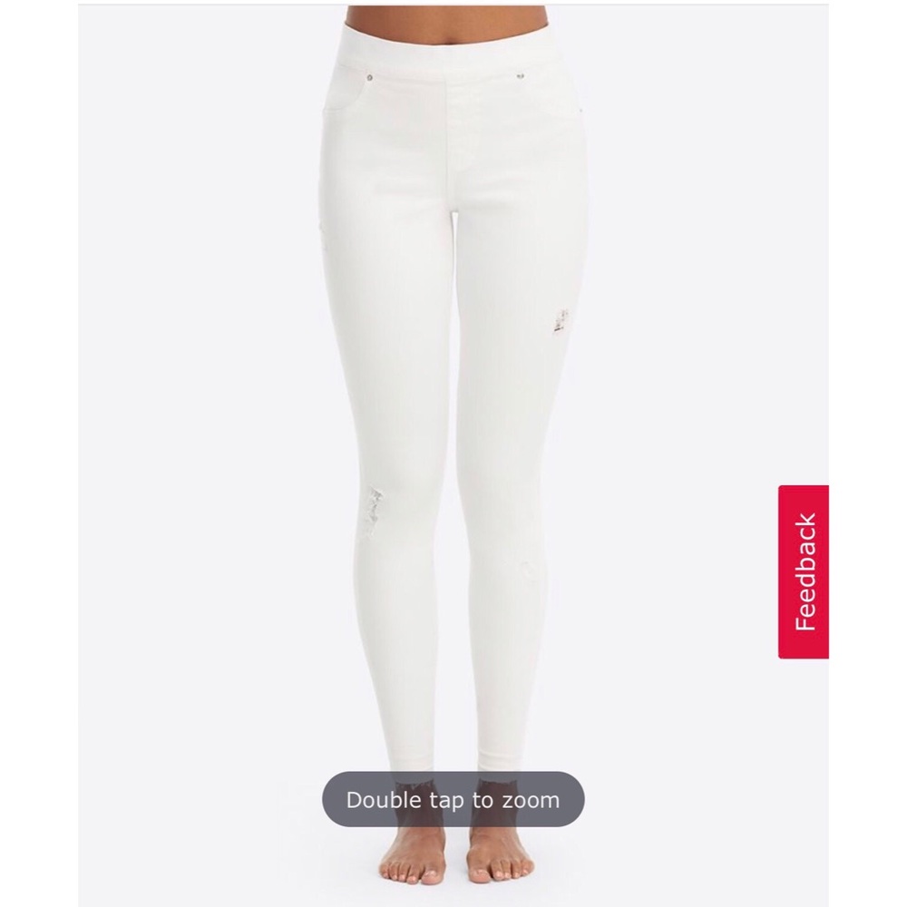 SPANX White Distressed Skinny Jeans